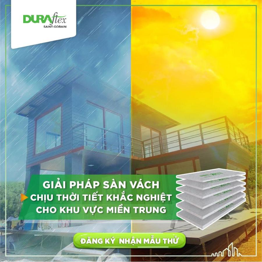 Tấm xi măng Cemboard làm vách ốp tường ngoài trời DURAflex 2X chống cháy chịu nước tốt